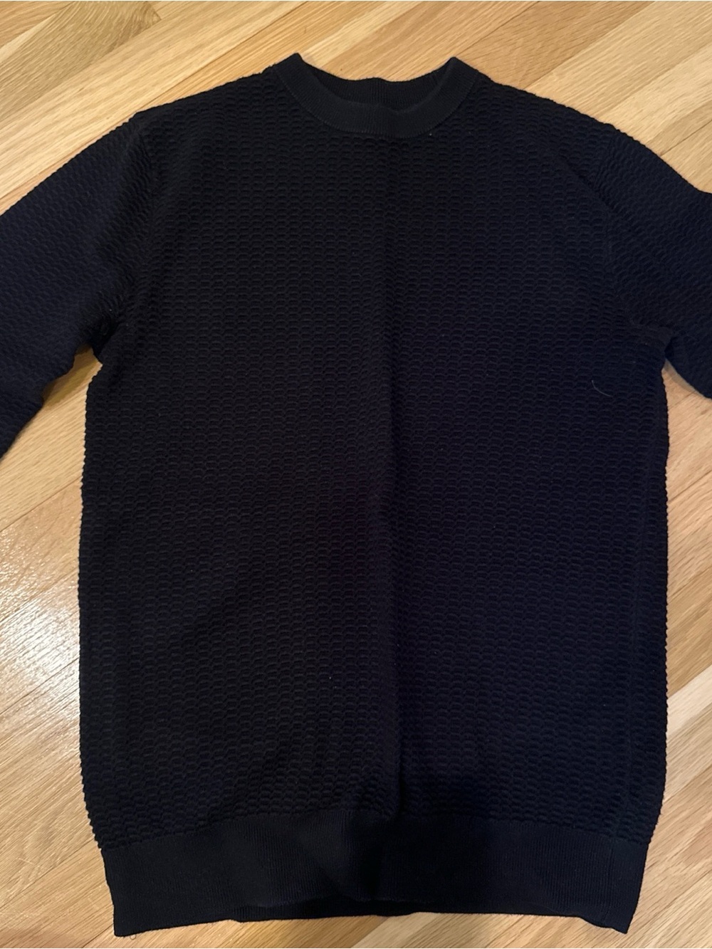 H&M Black Textured Crewneck Sweatshirt